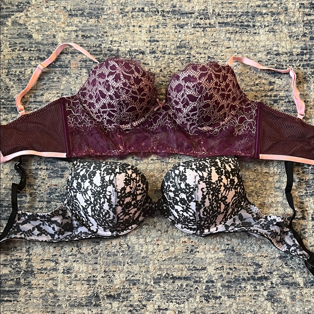 Victoria's Secret Lace Bra Duo - Burgundy and Black